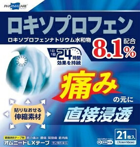 【第2類医薬品】ロキソプロフェンナトリウム水和物8.1％配合！テイコクファルマケア オムニードLXテープ 21枚×24個セット