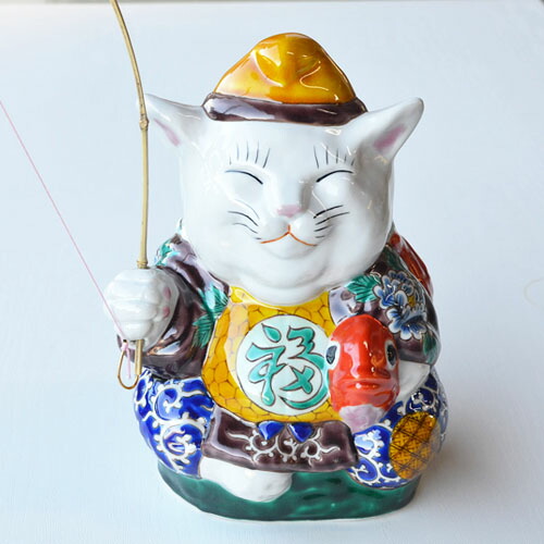 九谷焼 7号恵比寿招き猫 ハセガワタカユキ作 まねきねこ 飾りつけ 入り口・入口 室内装飾 差し上げ物 差し上げ物 人間用 一緒になる祝い事 差し上げ物 生み出すこと 差し上げ物 金婚式 風水 開運