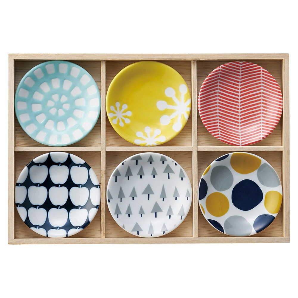 小皿6枚セット ブラッシュカラー 六種小皿揃（タンス箱入）［ギフトセット］ | AWASAKA