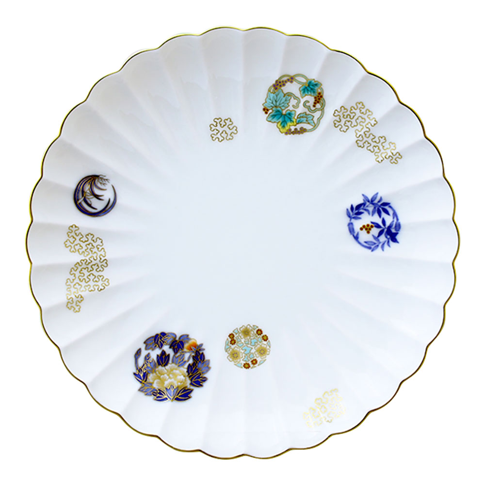 香蘭社 金ミル花丸紋 盛皿 高級 大皿 21.5cm 新生活用品 出産内祝い 引き出物 敬老の日 結婚引出物 結婚内祝い お返しお祝い 記念品 母の日父の日入学祝 快気祝い 内祝い 新築お祝い 引越し 内祝い