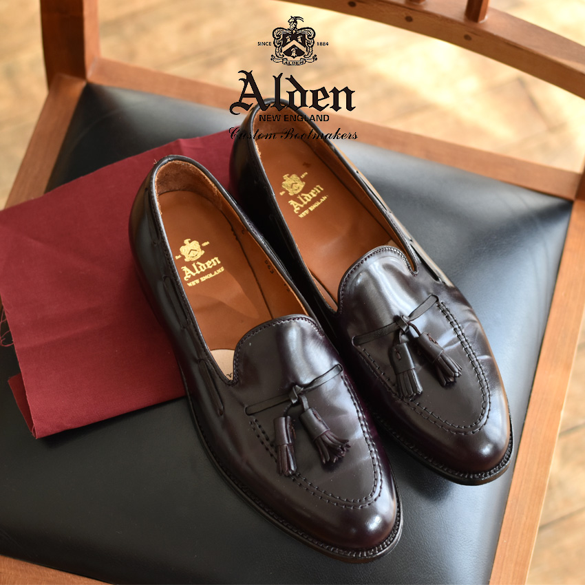 Alden シェルコードバン タッセルローファー ＃563 右8D 左7.5D-