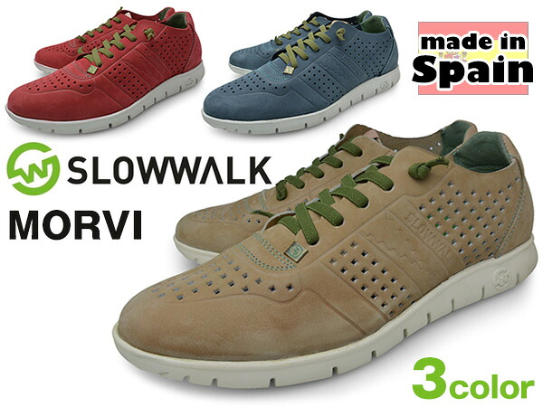 メンズ 心地好いシューズ 置き目とり捨てる 本革 ヌバック ブランド名 SLOWWALK 投げることウォーク SAND RED JEANS エスパニア製