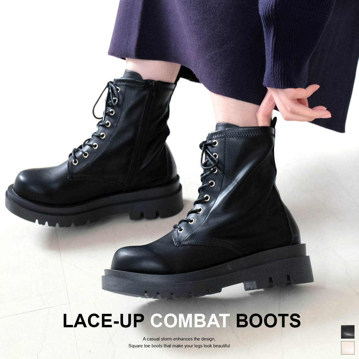 ロエベ　レースアップ　コンバットブーツ　39 ロエベ 美品 LOEWE ミッド コンバットブーツ 39 25cm レース