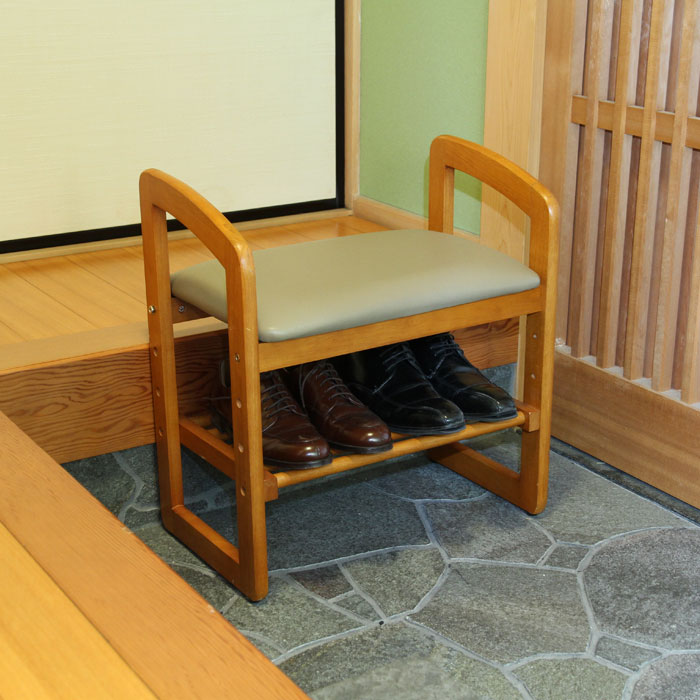 【マラソンSALE10%OFF】【値下げSALE】玄関椅子 イス 高さ調節 高さ サポートチェアー サポートチェア 幅50 高さ54 玄関 サポート チェア いす 木製 椅子 収納