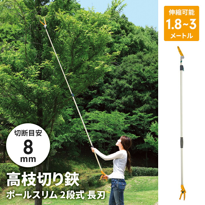 【百貨店SALE10%OFF】【割り引き】高枝切りバサミ 1.8～3m 2段式 13段伸縮 高枝切り 剪刀 長刃 刈り込み 園芸 農林