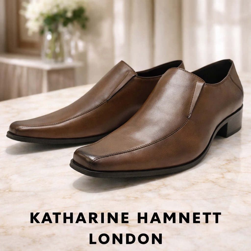 キャサリンハムネット靴 メンズ 商行為シューズ 革靴 成人男性靴 本革 ブランド名 KATHARINE HAMNETT 3992 暗然たる赤銅色 スリッポン 商行為シューズ なめし革  成人男性靴 なめし革
