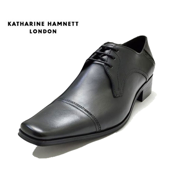 未使用■キャサリンハムネット【25】本革 革靴 ビジネスシューズ ブラック 黒 KATHARINE HAMNETT LONDON キャサリンハムネット 本革 ビジネス