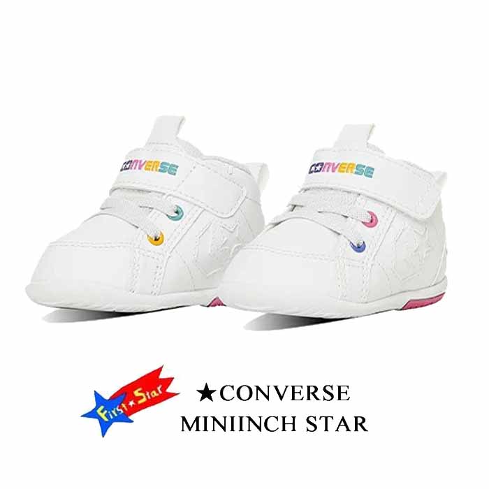 コンバース ミニ インチスター ホワイトライラック CONVERSE MINI INCH STAR ファーストシューズ ベビー マタニティー スニーカー ミッドカット 1本ベルト マジックベルト 軽量 子供靴 37303541 11.0.0-15.0cm