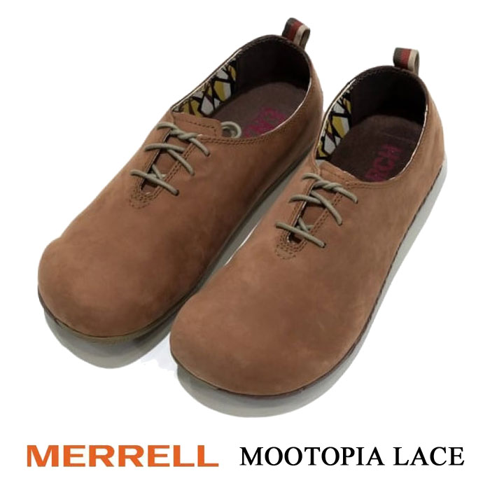 MERRELL メレル MOOTOPIA LACE ムートピアレース 点火装置赤銅色 レディース なめし革シューズ 心地よいシューズ 本革 コンフォートシューズ 軽さ J20556