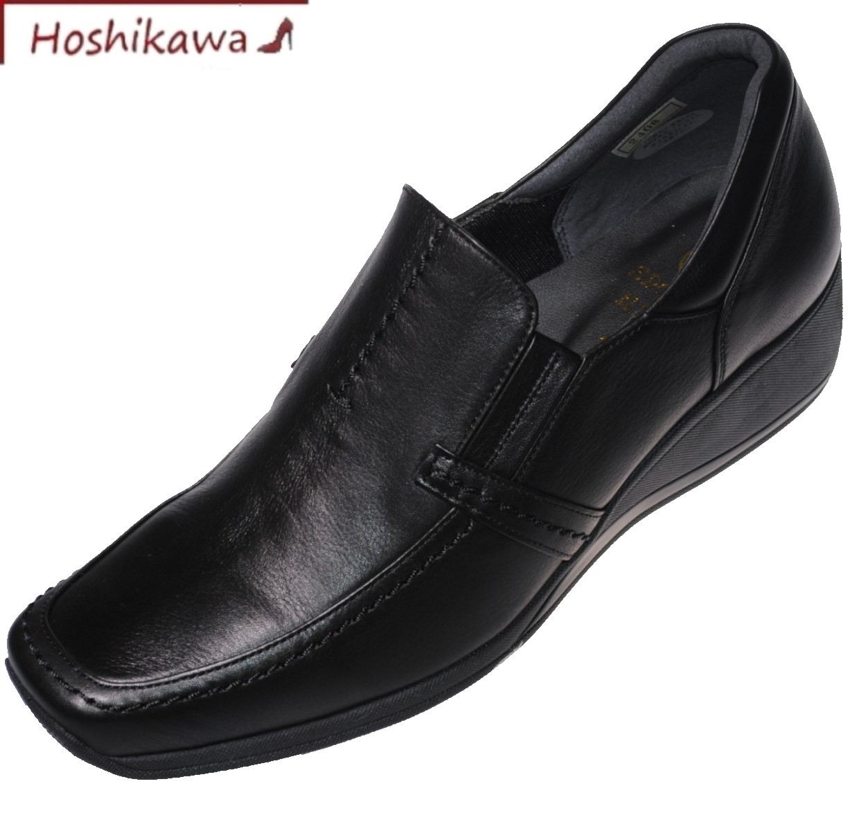 【靴のHOSHIKAWA】 『SPORTS NINE 2408』 21.5cm～24.5cm EEE スリッポン ブラック スクエアトウ 本革 幅広 日本製