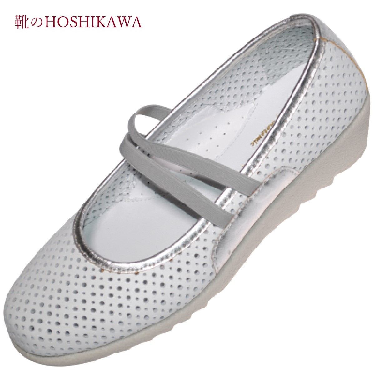 『MONET 7112』 22.5cm~24.5cm 幅広 モネ RELAX Anatomic パンプス レディース ウェッジソール ホワイト パンチング 春夏 本革 国産|靴のHOSHIKAWA店