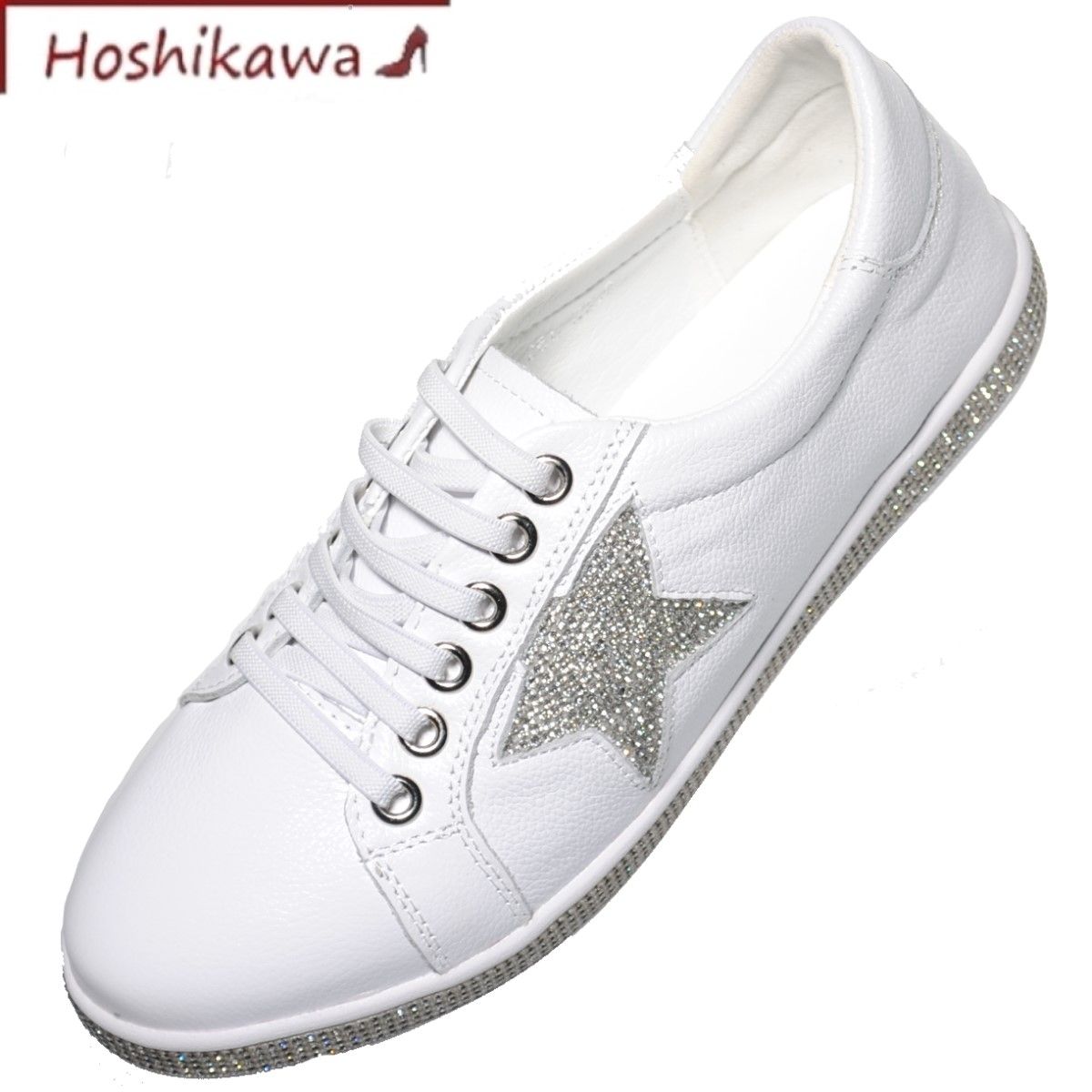 安い購入 靴のhoshikawa Beauty Crew 0268 ビューティークルー レザースニーカー22 5cm 24 5cm レディースホワイト スリッポンスター柄 送料無料 Clearwaterrvpark Ca