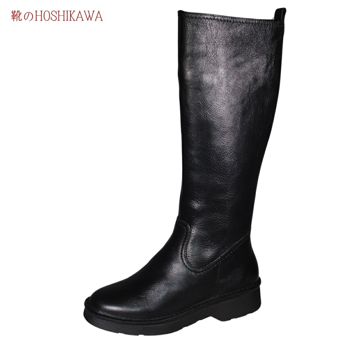 『Sena Moon 2845』 22.5cm～24.5 EEEE ブラック レディース ロングブーツ 内側ファスナー ヒール ラウンドトゥ 天然皮革 幅広 秋冬