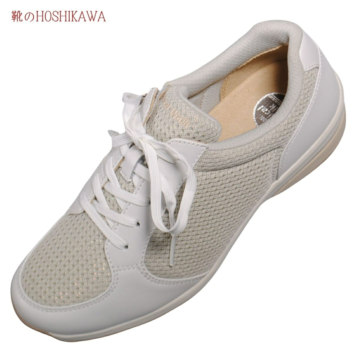 『Medical Walk L029』 22糎～25糎 EEEE アサヒ 医学的ウォーク レディース 白いこと 心地よい スピード競技引きあげる 内部チャック 紐靴 メッシュ 生まれながらなめし革