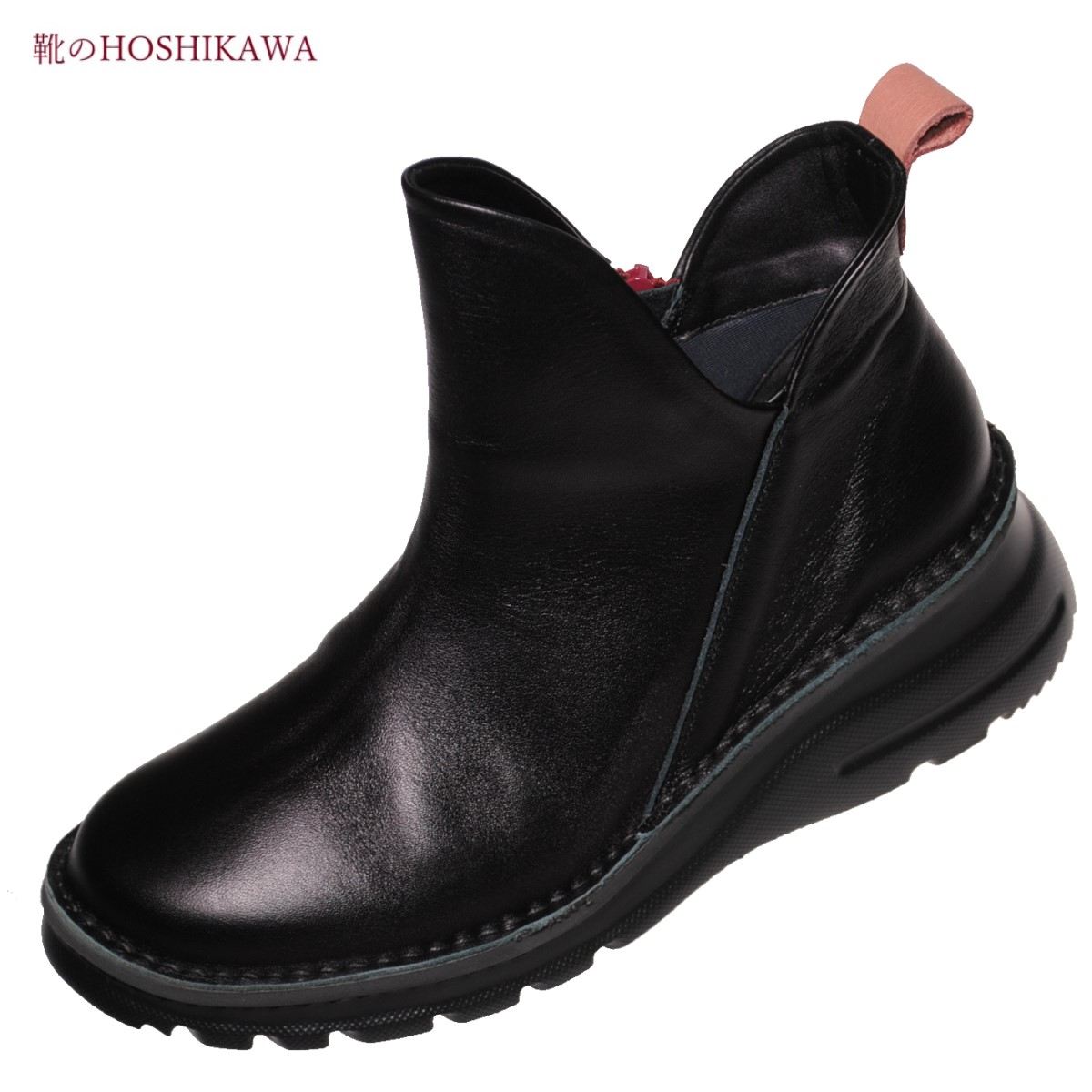 『A-OK 7058』 21.5cm～25cm EEEE エーオーケー ブーティー ブラック レディース 内ファスナー ショート丈 国産 軽量 秋冬