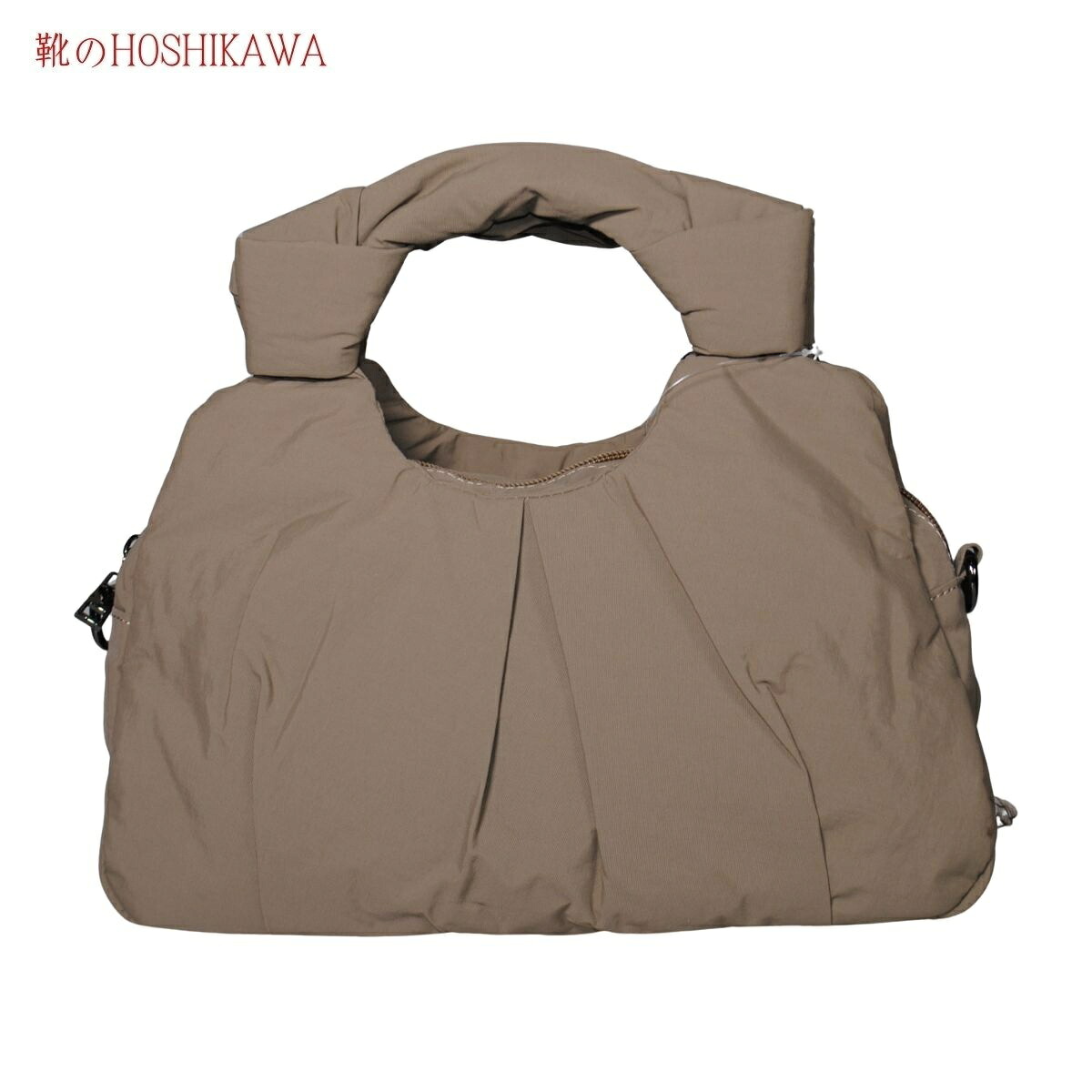 『PRIMU FIORE 2WAY手さげBAG 』 レディース ショルダーバッグ プリムフィオーレ グレージュ マグネット開閉 ファスナー 撥水加工 手提げ 合成皮革 軽い｜靴のＨＯＳＨＩＫＡＷA店