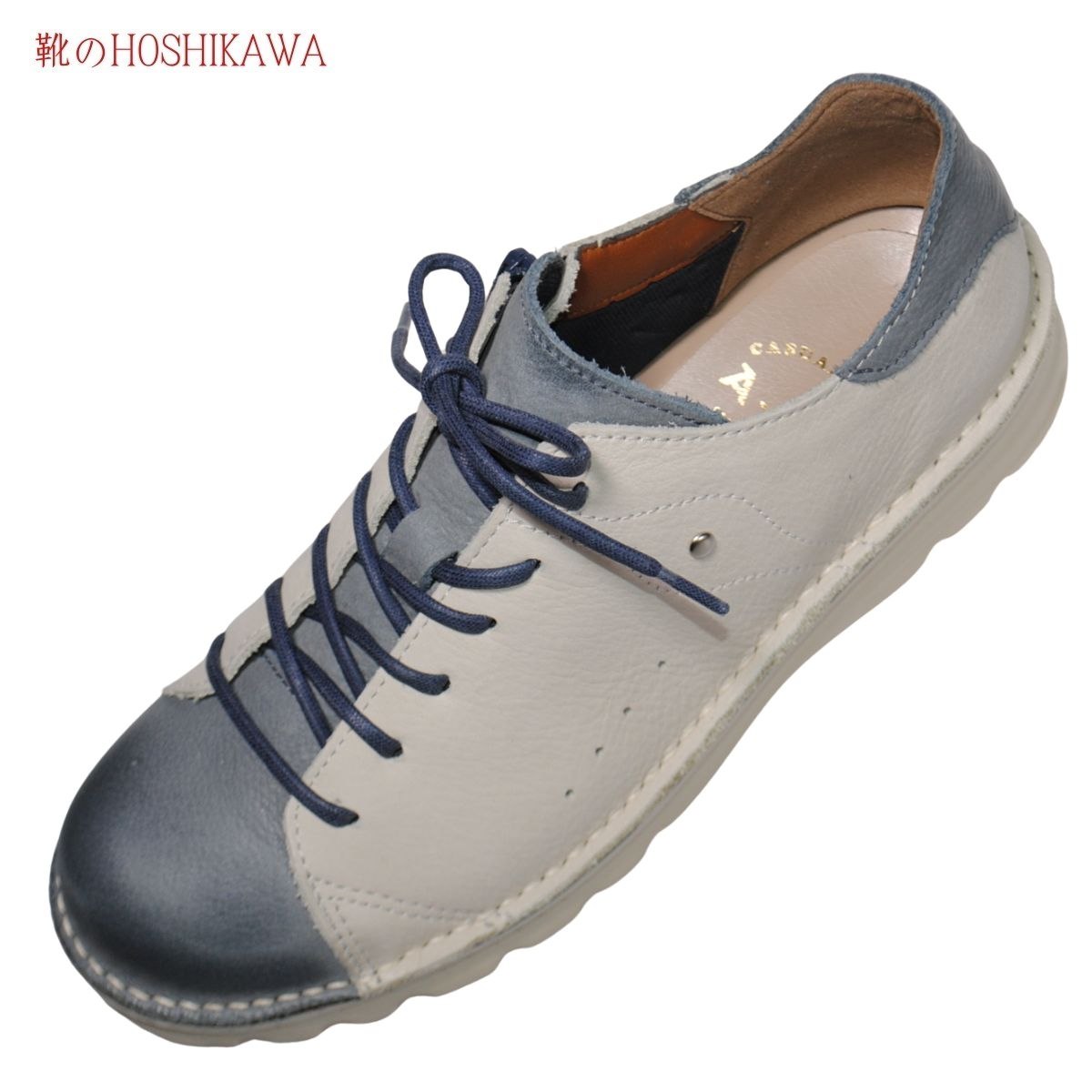 『A-OK 7091』 21.5cm～25cm EEEE エーオーケー FOREST/AZURE レザースニーカー 撥水加工 ファスナー 厚底 レースアップ 牛革
