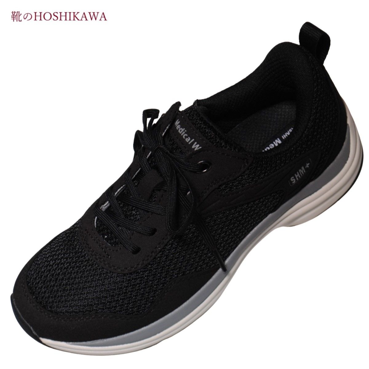 『Medical Walk L031』 22cm~25cm EEEE アサヒ メディカルウォーク レディース ブラック カジュアル レースアップ 天然皮革 メッシュ