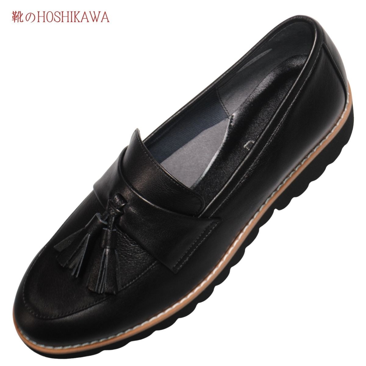 『Dona Miss 9643』 21.5珊～24.5珊 EEE ドナミス タッセルローファー 黒いこと レディース 心地よい なめし革シューズ 国産 生まれながらなめし革