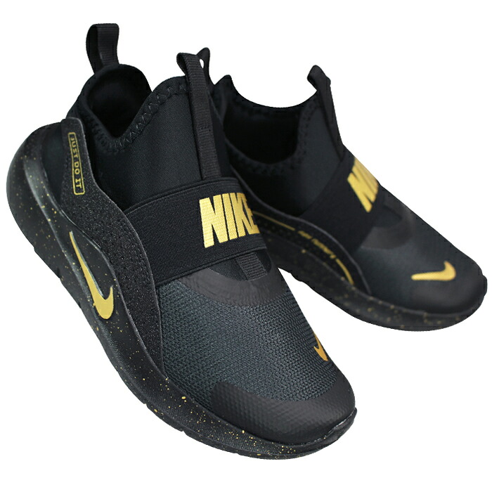 ナイキ NIKE スリッポンスニーカー フレックスランナー 4 SE PS IM6736 001 ブラック/ゴールド 16.5cm～22cm キッズ ジュニア シューズ スリップオン スニーカー 運動靴 子供靴 紐なし靴 通学靴 履きやすい靴 FLEX RUNNER