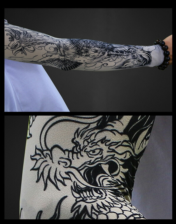 遊び心のあるタトゥー風 腕カバー 日焼け対策 日焼けタトゥー アームスリーブ アームカバー Uv対策