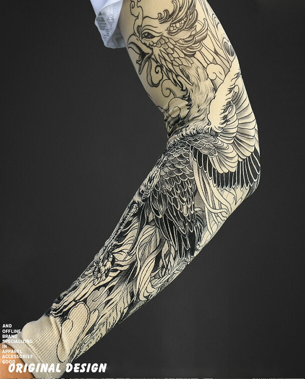 遊び心のあるタトゥー風 腕カバー 日焼け対策 日焼けタトゥー アームスリーブ アームカバー Uv対策