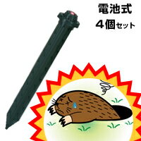 【蓄電池式土竜打ち散らす器（LED付き添い人） 4個仕掛ける】もぐら打つ手