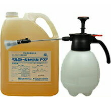 お役目用殺虫剤【ベルミトール水溶性乳濁液アクア 4L】と【小型噴霧器（貯蔵タンク静電容量2L）】の仕掛ける