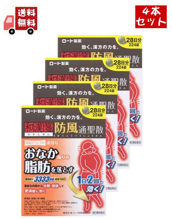 貨物輸送無料 4個書き割り 第２類飲み薬 和漢箋 新・ロート防風通聖散錠T(224錠)×4個書き割り