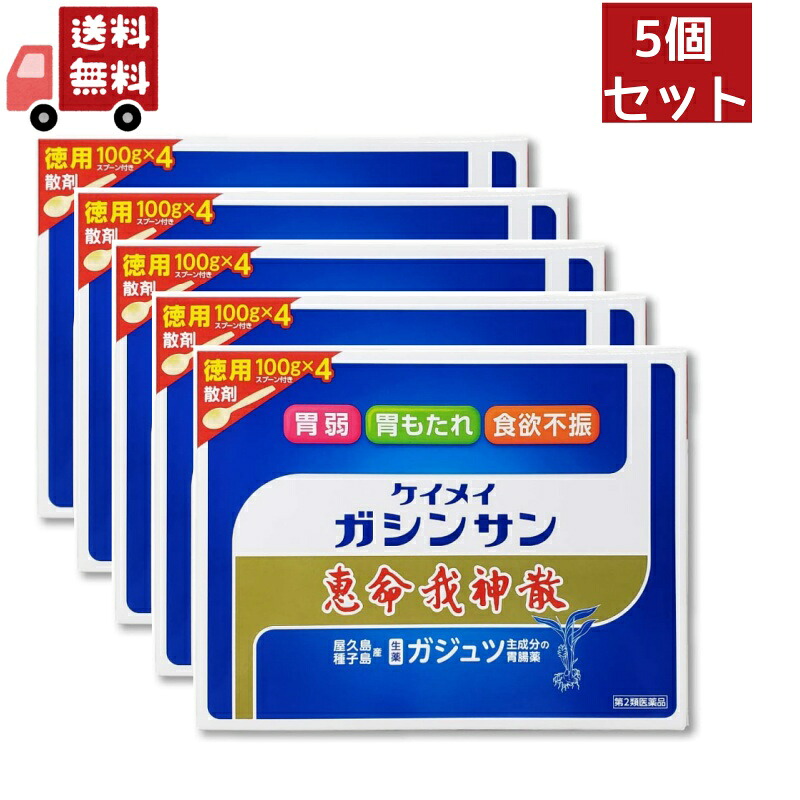 送料無料 5個セット【第2類医薬品】恵命我神散 けいめいがしんさん 散剤 徳用 100g×4 スプーン付き