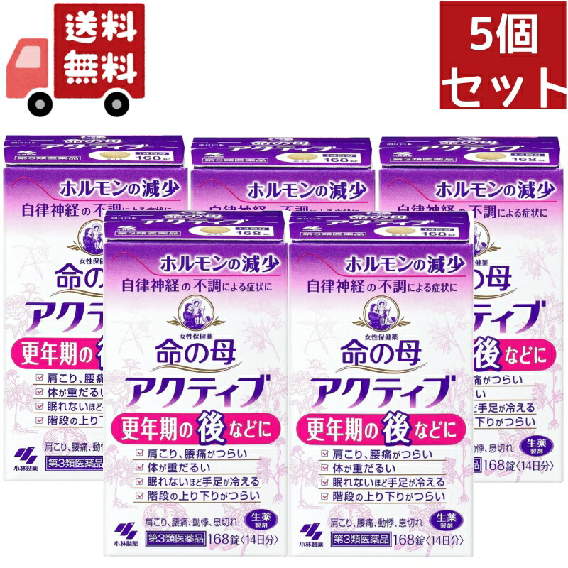 貨物輸送無料 5個書き割り 【第3類飲み薬】《小林製薬》 お上さんせっ生薬 命の母 能動的 168錠