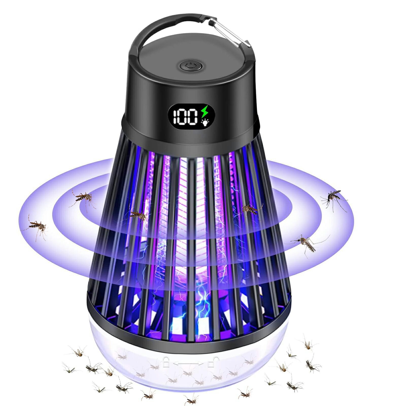 夜光虫 2個セット 電撃 殺虫 プラズマ 2WAY LEDソーラーライト 防水