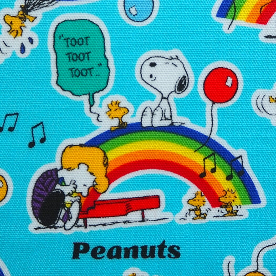 楽天市場 キャラクター ラミネート生地 布 Peanuts ピーナッツ スヌーピー レインボー柄 ｇｌ３５８９ １ａブルー 21年 入園入学 商用利用不可 京都カナリヤ手芸店