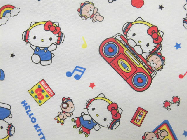 ハローキティ ラミネート生地 水色 1997年製 ハローキティ ラミネート