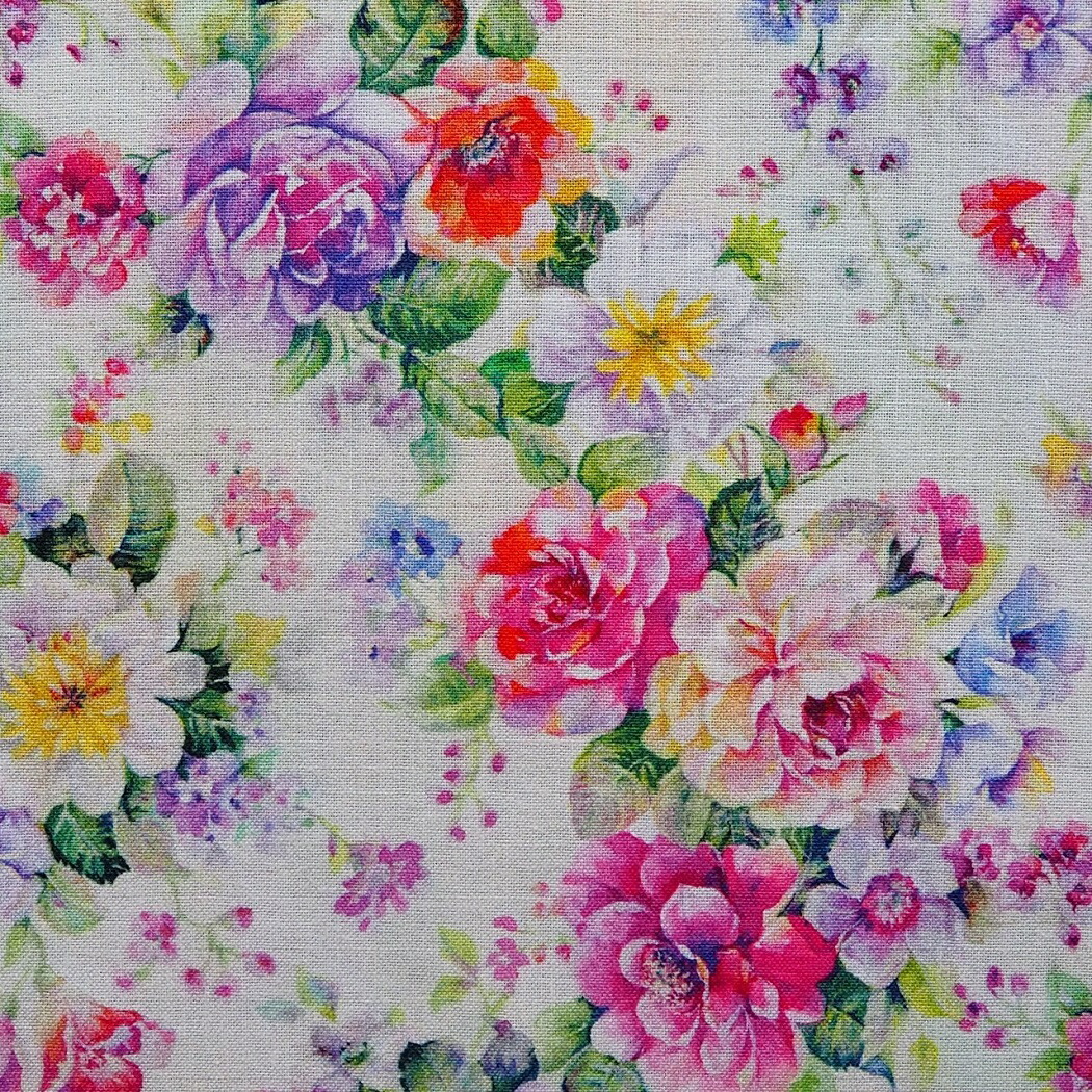 シーチング生地 布 カラフルローズ 花柄 薔薇 ２１１０８０ インクジェットプリント さらら Original Digital Arts  商用利用可能 京都カナリヤ手芸店