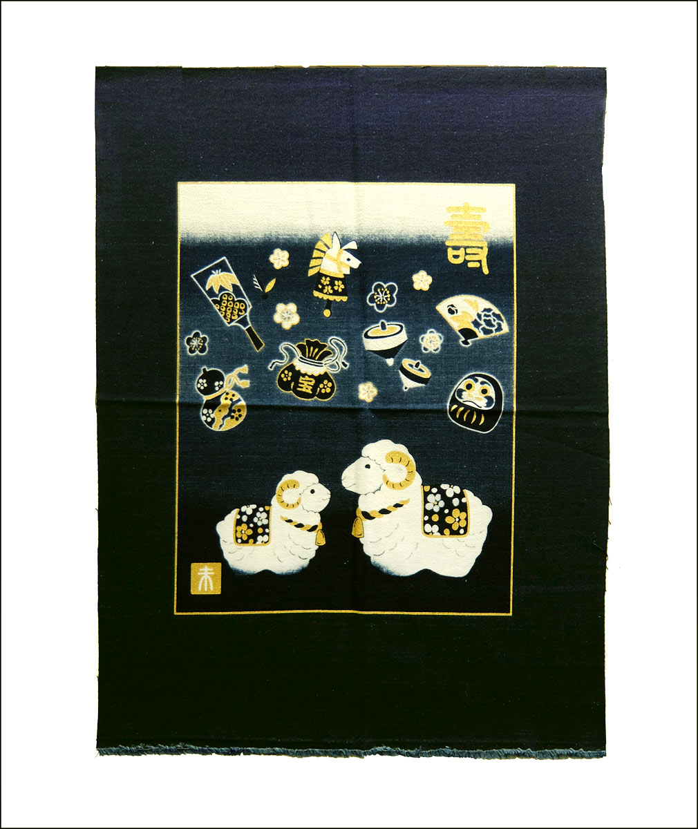 楽天市場】在庫処分 タペストリー生地 No.47 本藍染め 十二支 干支