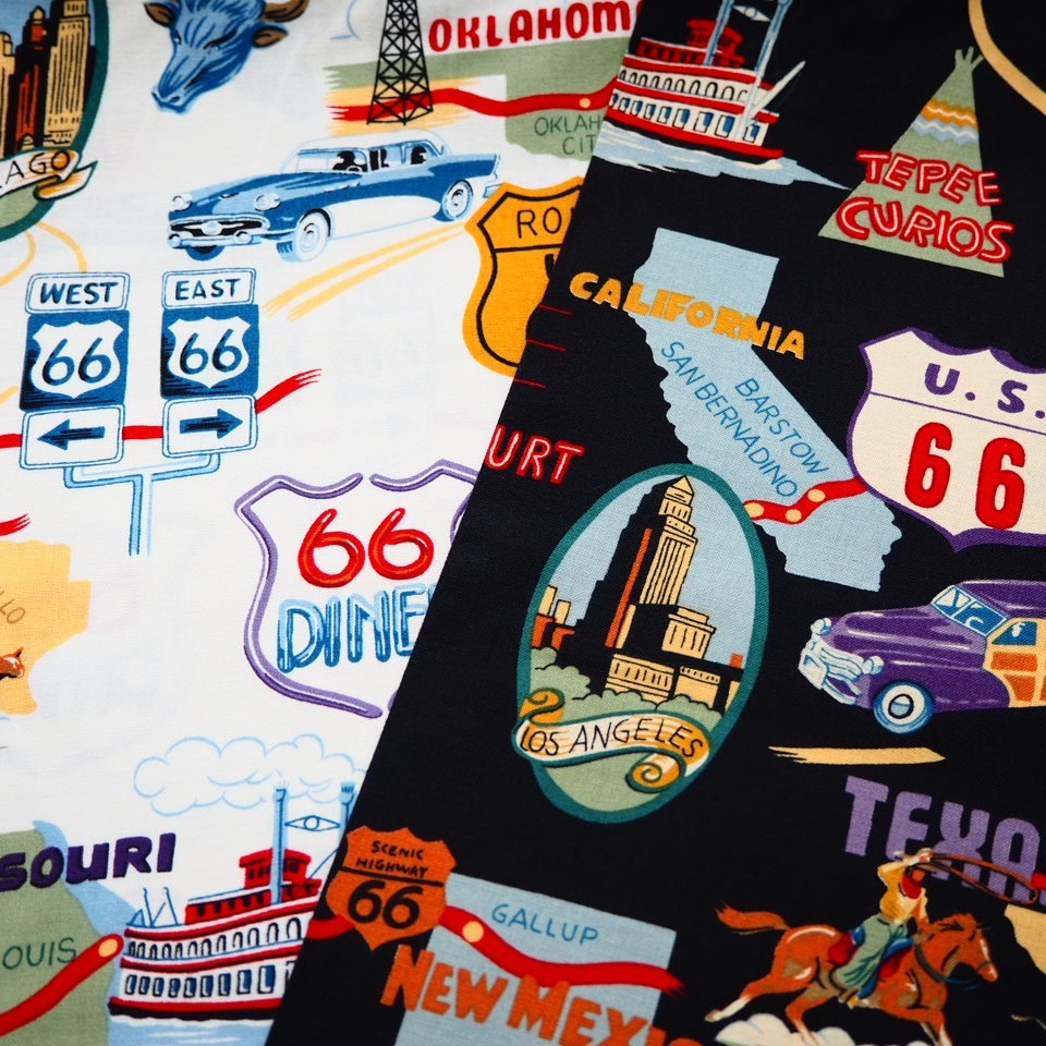 楽天市場】生地 布 輸入 USAコットン U.S. Route 66 ルート６６