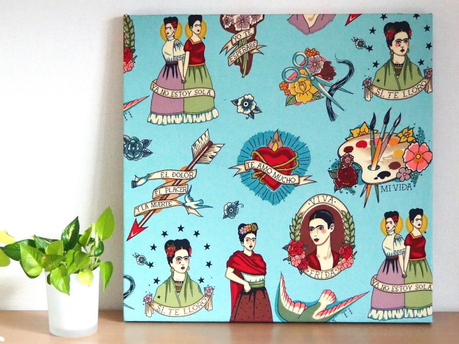 ファブリックパネル 約４５×４５×３ｃｍ Todo Para Ti トド パラティ フリーダ ８３０７Ｂ-Turquoise アレキサンダーヘンリー ネコポス不可