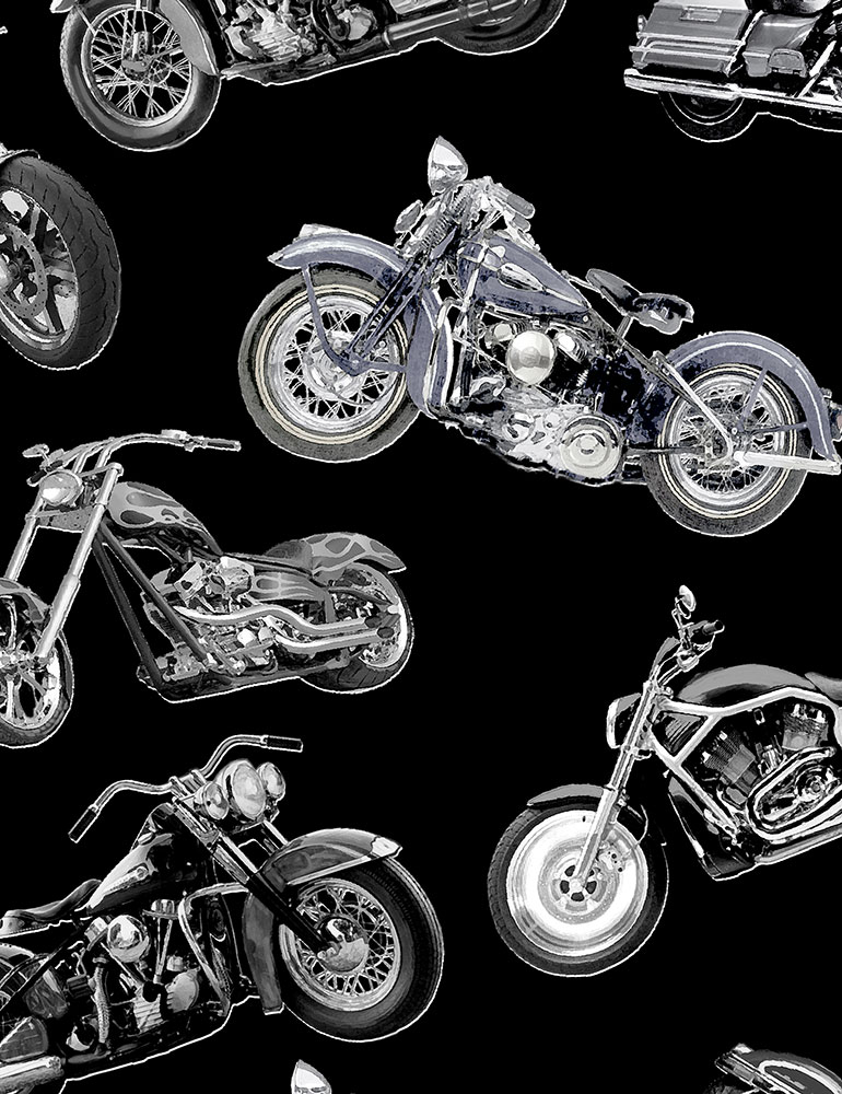 楽天市場 輸入 Usaコットン 生地 布 シルバーチョッパーズ ｃ７７１７ Black タイムレストレジャーズ アメリカンバイク カスタムバイク 商用利用可能 京都カナリヤ手芸店