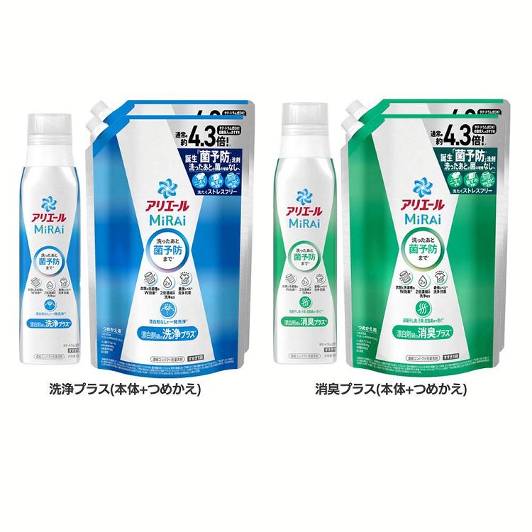 洗濯洗剤　アリエールミライ　510g　菌予防洗剤　濃縮コンパクトタイプ　21本 7267384-e.jpg