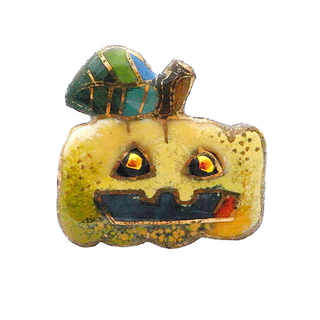 『受注制作品』七宝焼き帯留 ハロウィンのカボチャランタン B
