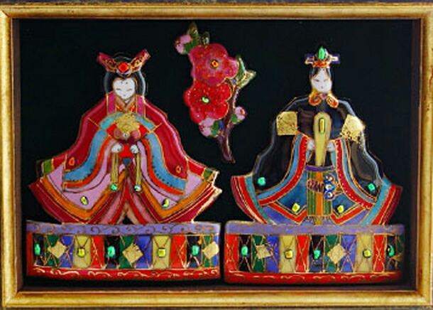 楽天市場】miniおひなさま 七宝焼 七宝焼き 七宝絵画 額 水彩画 版画