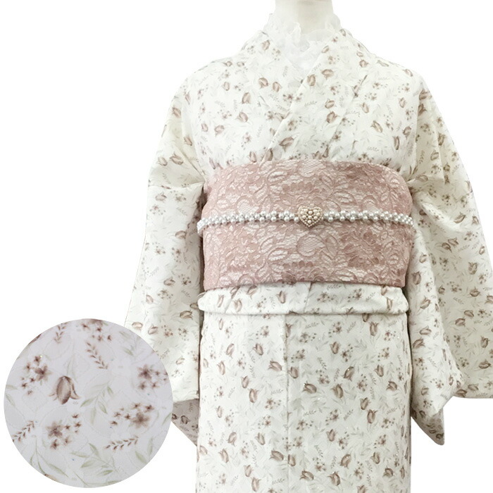 D262 夏着物　総レース　刺繍　花　着物　バチ衿　素材不明　極美品 D262 夏着物 総レース 刺繍 花 着物 バチ衿 素材不明 極美品