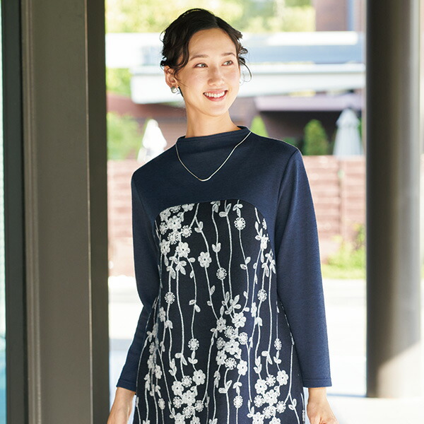 楽天市場 日本製 おしゃれ ワンピース レディース 秋冬 ロールカラーパイピングワンピース 40代 50代 60代 70代 ミセスファッション シニアファッション 服 京都通販 ミセスのファッション館