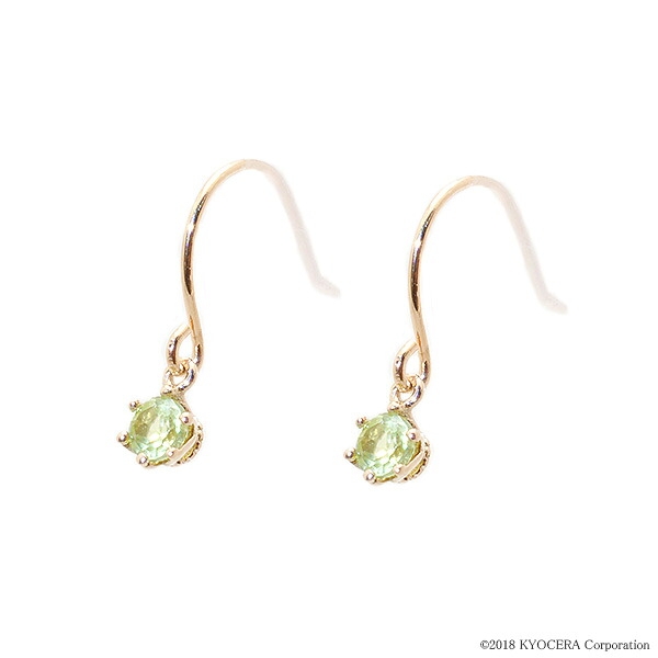 ペリドット ピアス K18ピンクゴールド アメリカンフック ラウンド 3mm*3mm 8月誕生石天然石 京セラ プレゼント ギフト｜京セラジュエリー店