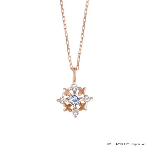 アクアマリン ネックレス K18ピンクゴールド 雪の結晶 3月誕生石天然石 京セラ プレゼント ギフト 52,620円