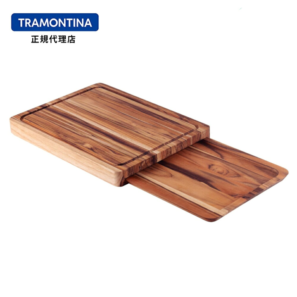 TRAMONTINA 【抗菌】 木製 カッティングボード & 収納トレイ 40cm&times;30cm CHURRSCO 【シュラスコ】【チーク】【まな板 おしゃれ】【天然木】【ミートトレイ】【FSC認証】【トラモンティーナ】｜キョウダイ マーケット