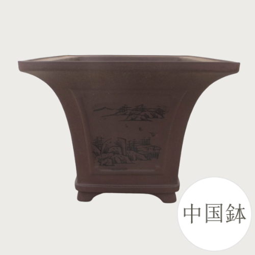 公式直営店 ⑧ミニ盆栽鉢 中国宜興 朱泥袋式長方鉢11cmx7.3cm x4.3cm 