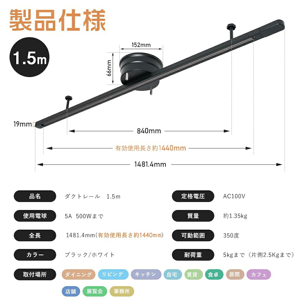 マラソン限定5%OFFクーポン／【1位常連】ダクトレール 1.5m 