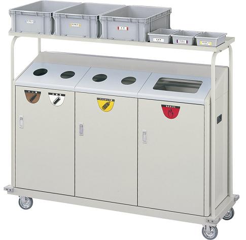 ※代引不可※受注生産品 送料無料 ・代引不可 施設用品 屋内用・分別回収用ゴミ箱 リサイクルボックスRBK-500TRP 2段キャリー　(山崎産業)[YW-104L-ID]
